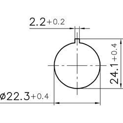 Not-Halt-Taster 1Ö, Einbau-Ø 22,3mm, M12-Stecker 4-polig , Technische Zeichnung