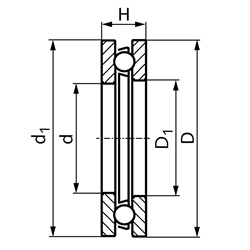 Axial-Kugellager, einseitig wirkend, MÄDLER®, Technische Zeichnung