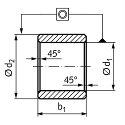 MAE 6233.1 Buchsen aus Sinterbronze, Form J, ISO 2795 (DIN 1850-3), in Zollgrößen, Technische Zeichnung