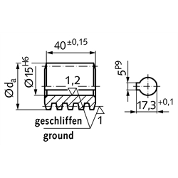 Präzisions-Schnecke   einsatzgehärtet und geschliffen   Achsabstand 53mm   i=38   maßgleich  A 50   i=35   A 63   i=48   A 65   i=50    , Technische Zeichnung