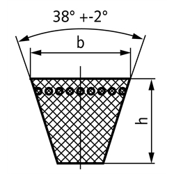 Endlose Hochleistungs-Schmalkeilriemen aus EPDM, XPB (16,3mm), Technische Zeichnung