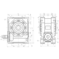 Schneckengetriebe H/I, bis 226 Nm, i=7,5:1 bis 100:1, Technische Zeichnung