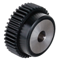 Stirnzahnräder Kunststoff PA 12 G schwarz mit Edelstahlkern, Modul 1,5, Produktphoto