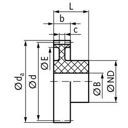 Stirnzahnräder aus Polyketon Modul 0,7, Technische Zeichnung