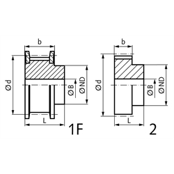 Zahnriemenräder T10 für Riemenbreite 32 mm, Technische Zeichnung