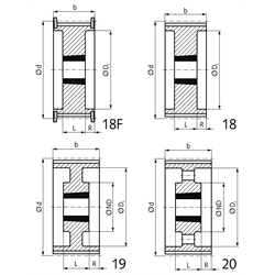 Zahnriemenräder HTD 8M-Taper für Riemenbreite 85 mm, Technische Zeichnung